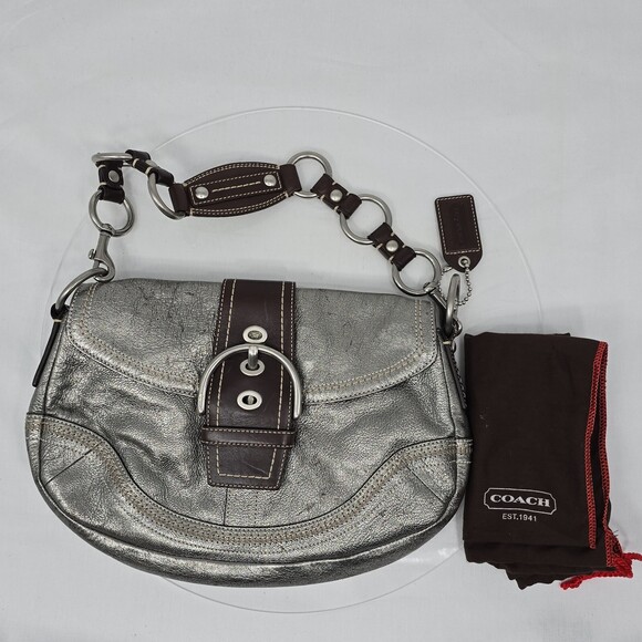 Coach Handbags - Rare Vtg Y2K Coach F10595 Soho Buckle Flap Gunmetal Leather Shoulder Bag/Hobo